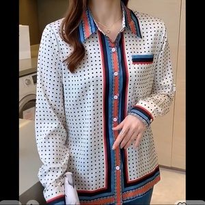 FANIECES Luxury Print Slim Women Shirt Vintage 2022